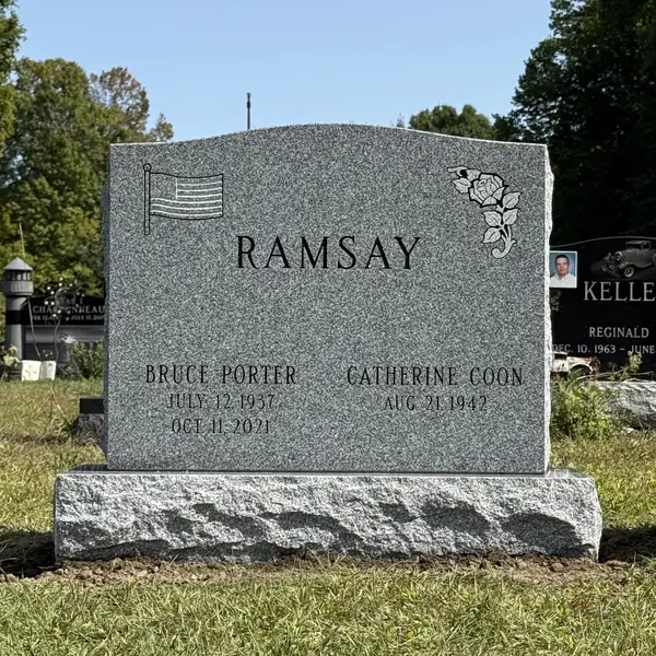 Classic upright granite monument — example 74