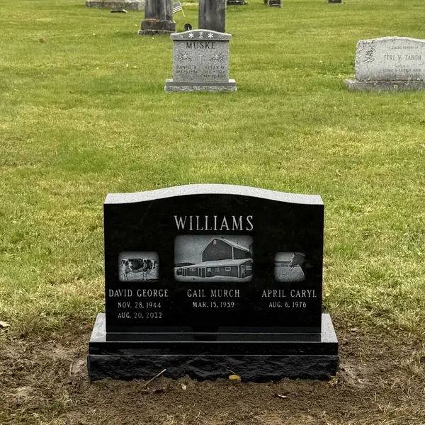 Classic upright granite monument — example 83