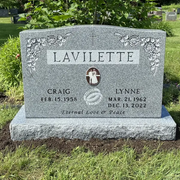 Classic upright granite monument — example 99