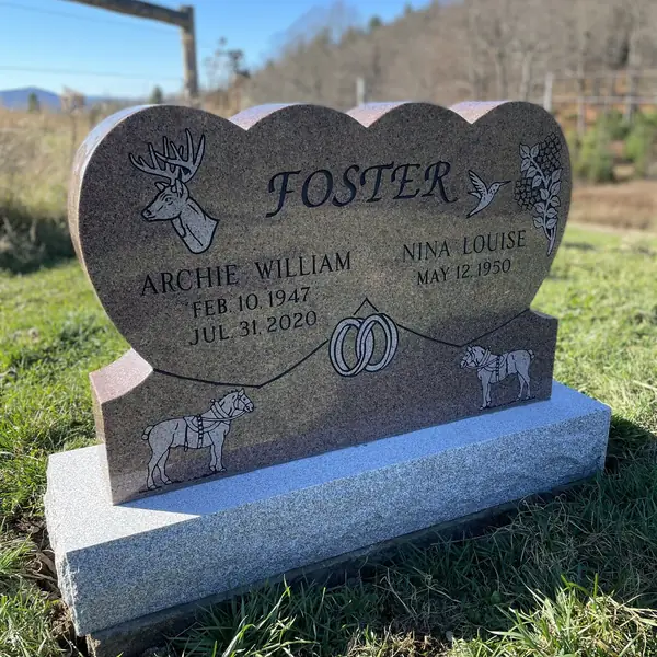 Classic upright granite monument — example 132