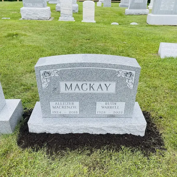 Classic upright granite monument — example 139