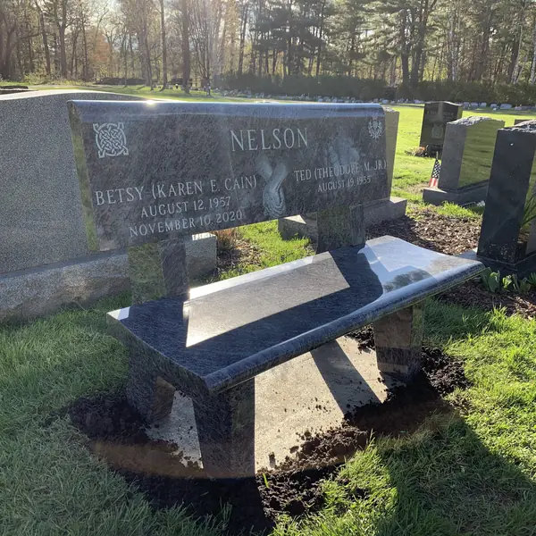 Granite park bench memorial