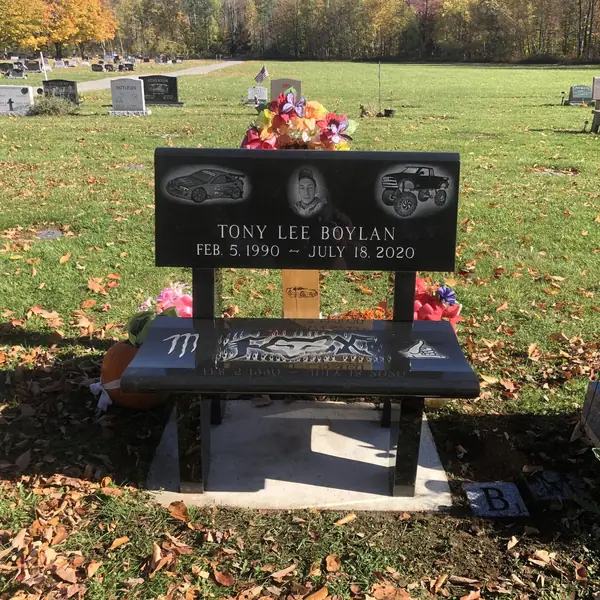 Granite park bench memorial