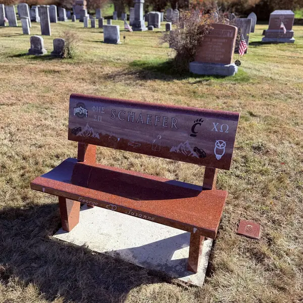 Granite park bench memorial